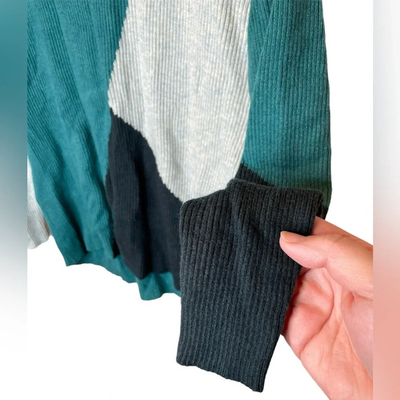 Smartwool Color Block Sweater Size Medium Blue/Green Ribbed Merino Wool Blend - Picture 5 of 9